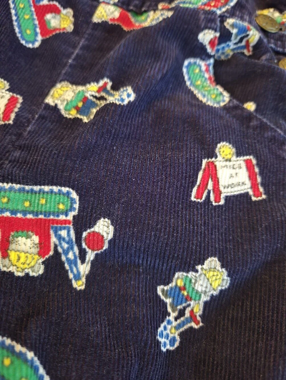RARE Vintage 1990s Oshgosh B'gosh Blue Patterned Mice At Work Corduroy Overalls